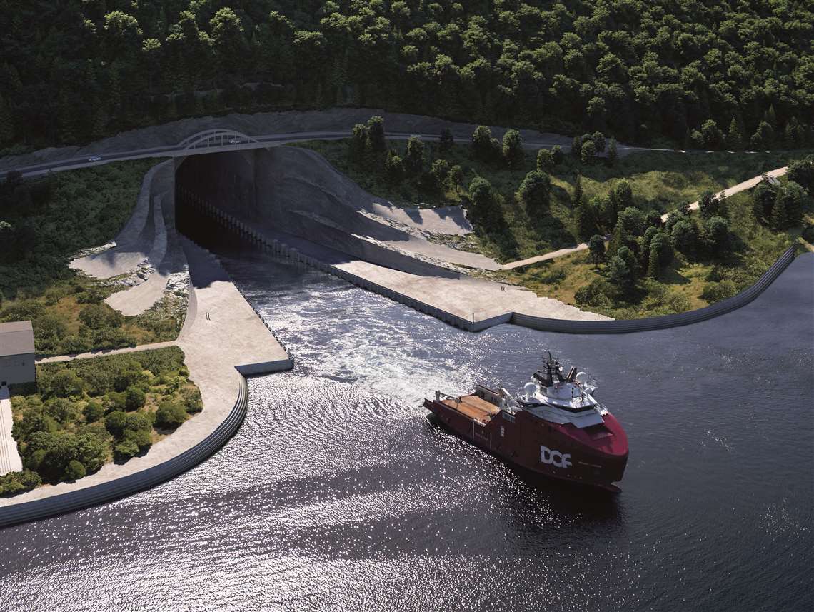  Artist's impression of the proposed Stad Ship Tunnel at the western tip of Norway 