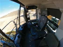 Inside the cab of Cat's new 995 wheeled loader