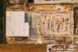 Aerial view of a construction site in Poland