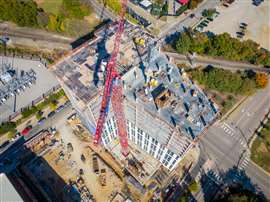 Aerial view of high-rise construction in Raleigh, North Carolina