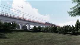 A rendering showing the 1.5-kilometre elevated section of the Eglinton Crosstown West Extension, part of the Ontario Line project. (Metrolinx image)