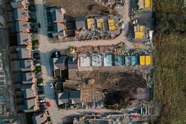 Aerial view of a new housing development being built in the UK 