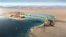 A 3D render of the planned Treyam resort on the Gulf of Aqaba, Saudi Arabia 