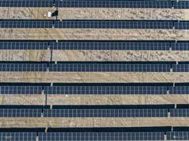 Solar panels at a photovoltaic solar facility