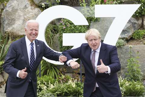 US president Joe Biden and UK prime minister Boris Johnson at the G7 summit, held in the UK