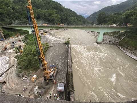 Bauer India construction site on the Teesta River in India