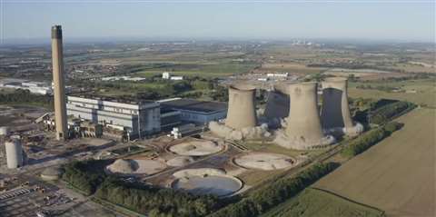 Implosion at Eggborough Power Station in North Yorkshire, UK