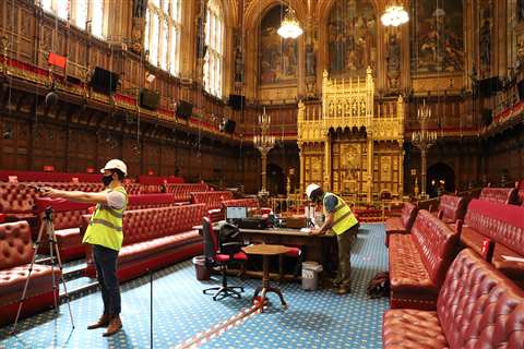 Experts conduct survey at Houses of Parliament in the UK