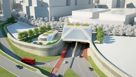 Artist impression of the Silvertown Tunnel in London, UK