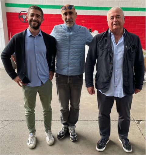 Effemme Piattaforme founders Filippo (left) and Mauro (right) Rimondi with CMC Sales Director for Italy Fulvio Quercioli (centre).