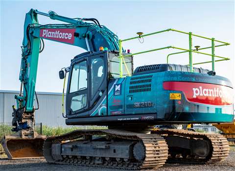 Plantforce Rentals'  latest hybrid and semi-autonomous machines from Kobelco, which are fitted with Xwatch and Leica technology.