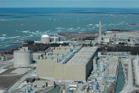 Aerial photo of the Bruce Nuclear Generating Station near Kincardine Ontario